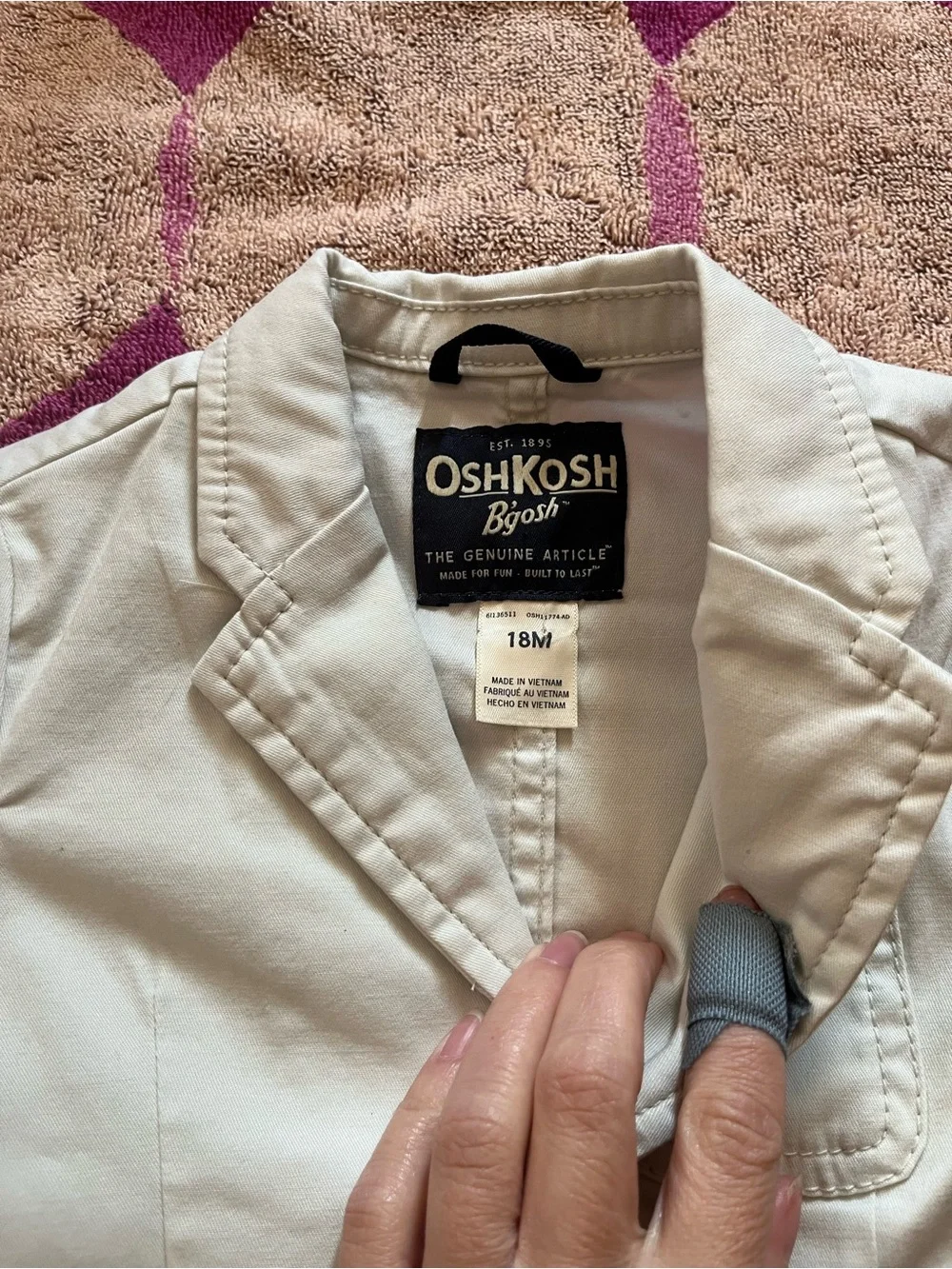 NWT OshKosh B'gosh Light Khaki Cotton Blazer size 18M